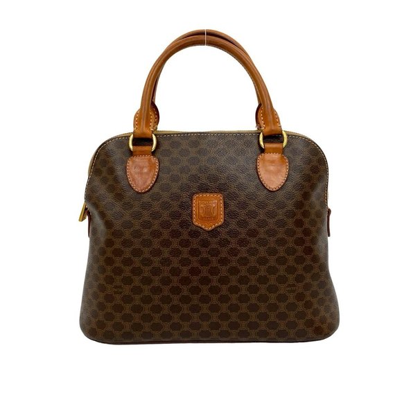 CELINE Brown Leather Boston Bag - Picture 1 of 10